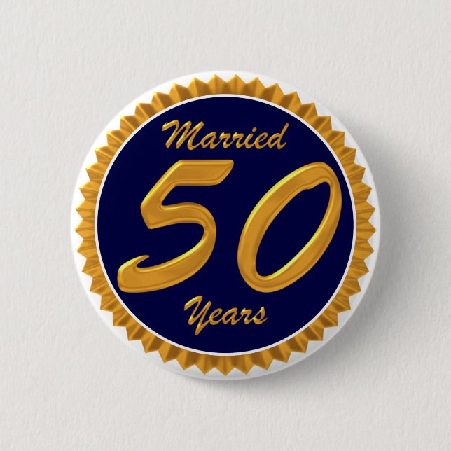 Married 50 Years 6 Cm Round Badge (Front)
