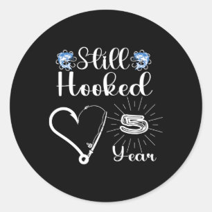 Married 5 Years - Fishing Couple - 5th Wedding Ann Classic Round Sticker