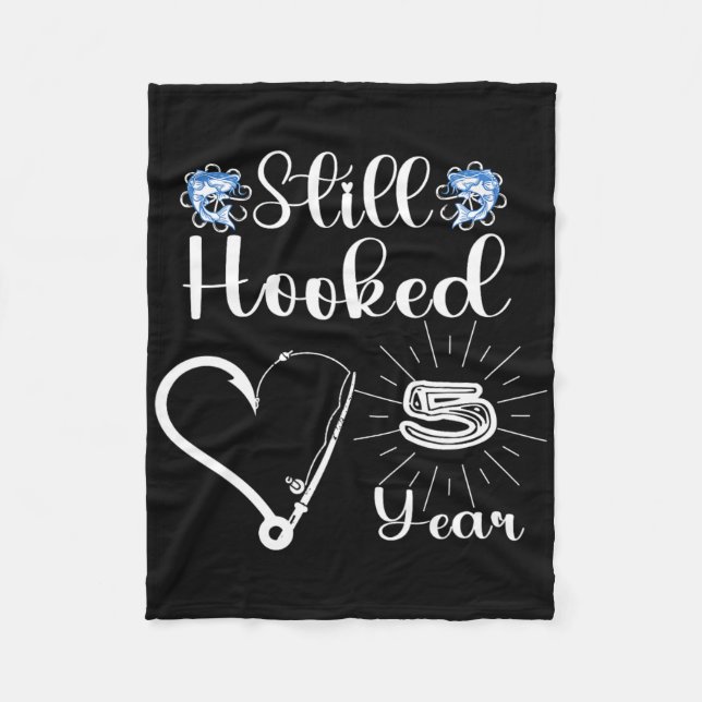 Married 5 Years - Fishing Couple - 5th Wedding Ann Fleece Blanket (Front)
