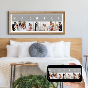 MARRIED 7 Picture Grey and White Photo Collage Poster