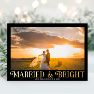 Married and Bright Newlywed Black gold Christmas