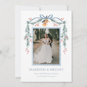 Married and Bright Newlywed Christmas Photo Card