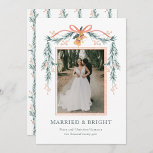 Married and Bright Newlywed Christmas Photo Card