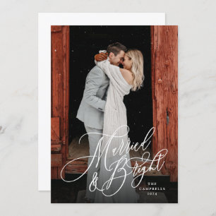 Married and Bright Newlywed Green Holiday Card