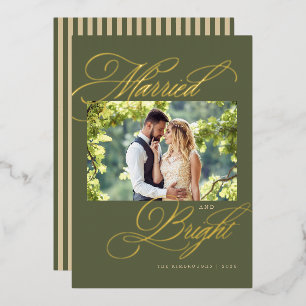 Married and Bright Newlywed Photo Foil Christmas