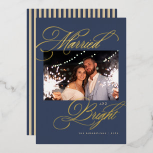Married and Bright Newlywed Photo Foil Christmas
