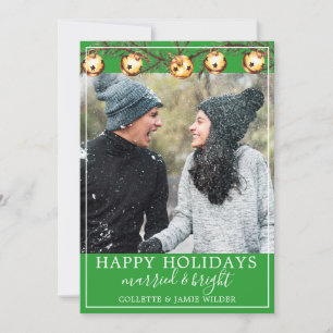 Married And Bright Newlyweds Photo Christmas 