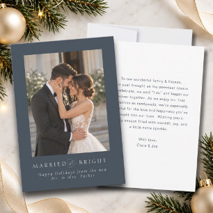 Married and Bright Newylwed Photo Holiday Card