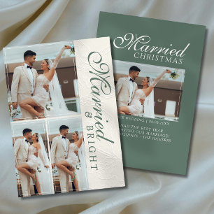 Married and Bright Photo Grid Newlywed Holiday Card
