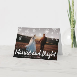 Married and Bright Photo Newlywed Christmas Holiday Card
