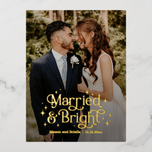 Married and Bright REAL FOIL Holiday Card Postcard