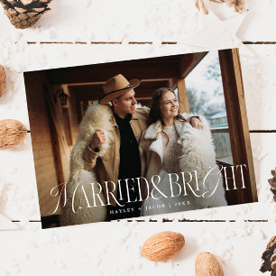 Married and Bright Vintage Elegance Wedding Holiday Card