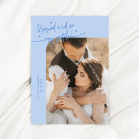 Married and Grateful Wedding Photo Icy Blue