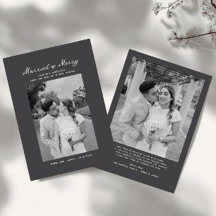 Married and Merry Bow Photo Christmas Newlyweds Holiday Card