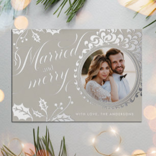 Married and Merry Calligraphy Boho Brown 1 Photo