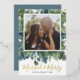Married and Merry Christmas Foliage Photo