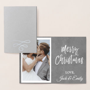 Married and Merry Christmas Silver Foil Photo Card