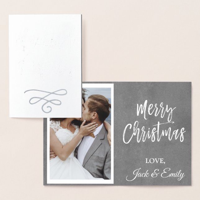 Married and Merry Christmas Silver Foil Photo Card (Display)