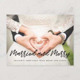 Married and Merry Christmas wedding photo Postcard