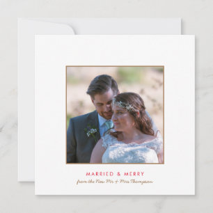 Married and Merry Contemporary Photo Christmas Holiday Card