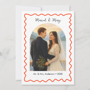  Married and Merry First Christmas Photo  Holiday Card