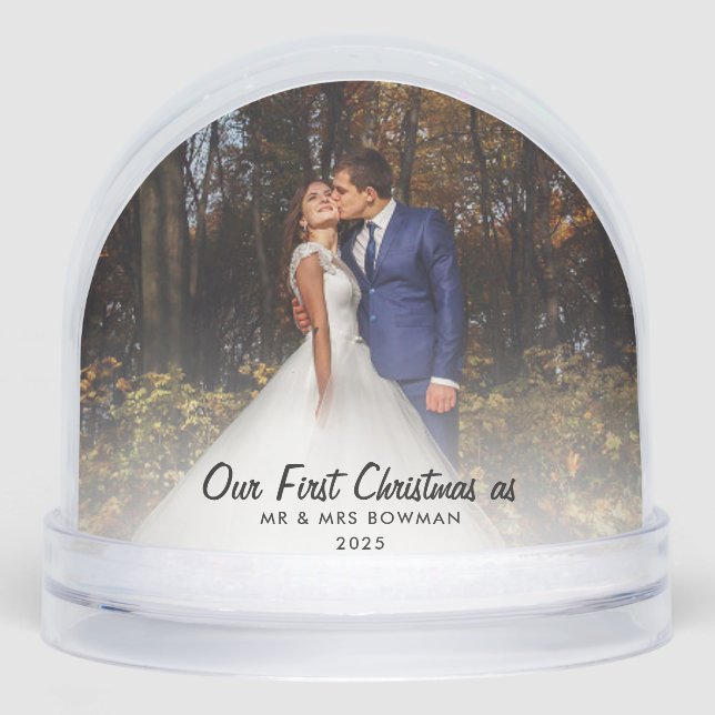 Married and Merry First Christmas Photos Custom Snowglobe (Front)