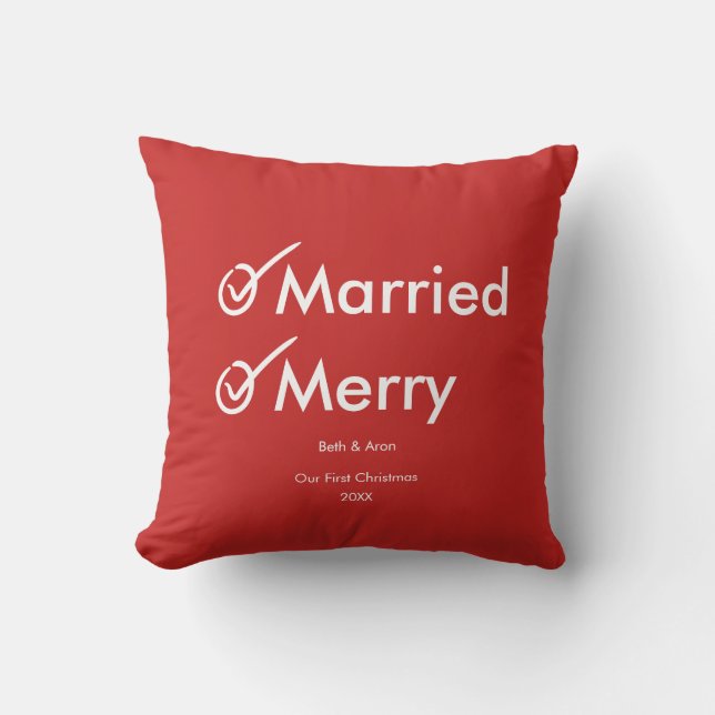 Married and Merry | First Married Christmas Cushion (Front)