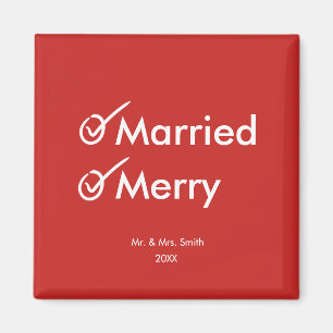 Married and Merry First Married Christmas Magnet