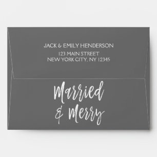Married and Merry Grey Charcoal Christmas Envelope
