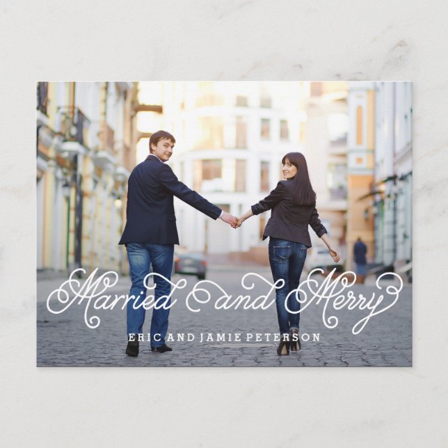 Married and Merry Holiday Photo Card Postcard (Front)