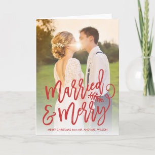 Married and Merry Holiday Photo Red