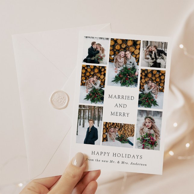 Married and Merry | Multi Photo First Christmas Holiday Card (Creator Uploaded)