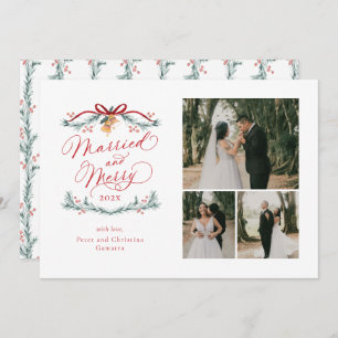 Married and Merry Multiphoto First Christmas Card