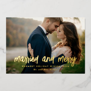 Married and Merry Newlywed Christmas Photo