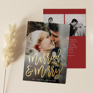 Married and Merry Newlywed Christmas Photo