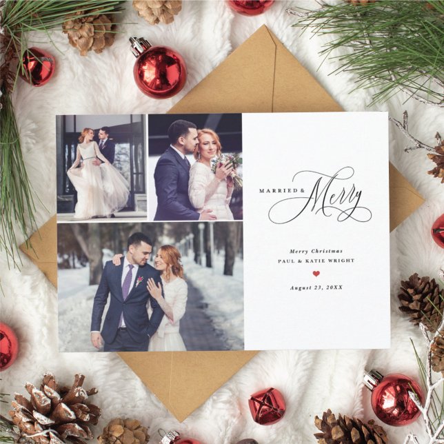 Married and Merry Newlywed First Christmas Card (Creator Uploaded)