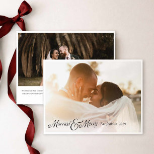 Married and Merry Newlywed Photo Christmas Card
