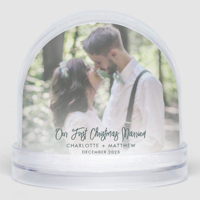 Married and Merry Photo Our First Christmas Custom Snowglobe (Front)