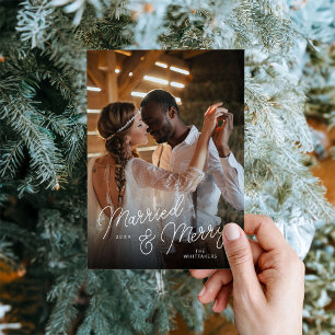 Married and Merry Photo Overlay Holiday Card