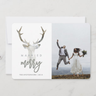 MARRIED AND MERRY RUSTIC DEER HOLIDAY CARD