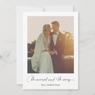 Married and Merry   Simple Minimalist Photo Holiday Card