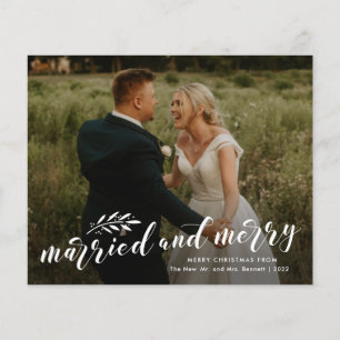 Married and Merry Wedding Photo Christmas Card