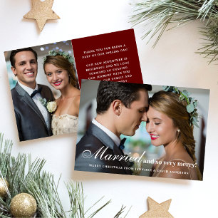 Married and So Merry Newlywed 2 Photo Christmas Holiday Card