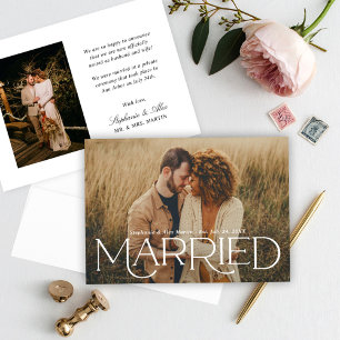 Married Bold Modern Serif Photo Wedding Announcement
