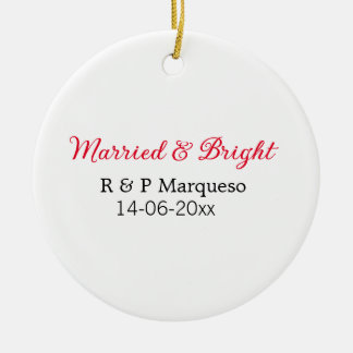 Married & bright add couple name wedding add date ceramic tree decoration