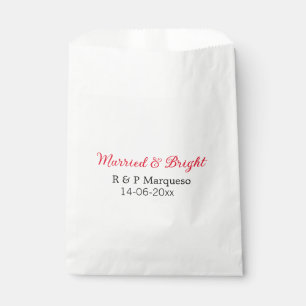 Married & bright add couple name wedding add date favour bags