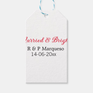 Married & bright add couple name wedding add date gift tags