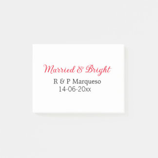 Married & bright add couple name wedding add date post-it notes