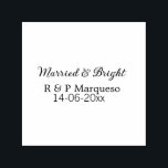 Married & bright add couple name wedding add date  self-inking stamp<br><div class="desc">For lovers like us</div>