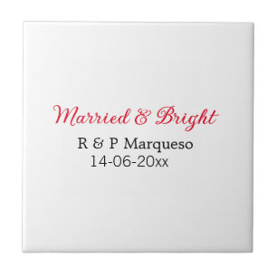 Married & bright add couple name wedding add date tile